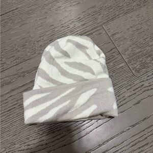 Gray and White Zebra Print Beanie